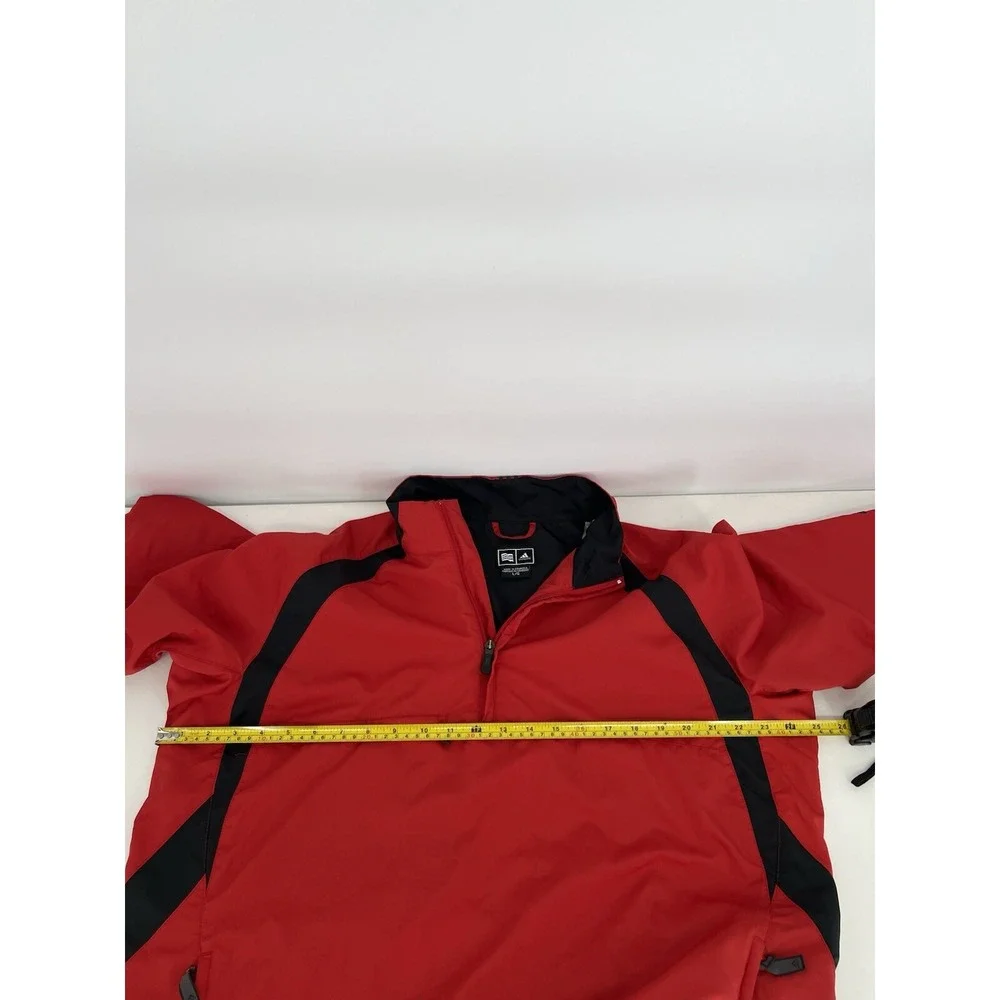 Adidas Jacket Men Large Golf Clima Proof Wind 1/4‎ Zip Pullover Short Sleeve Red